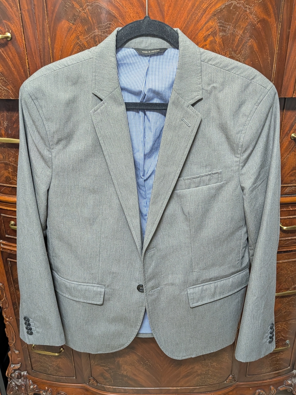 Banana Republic Gray Notch-Lapel Sport Coat with Blue Lining